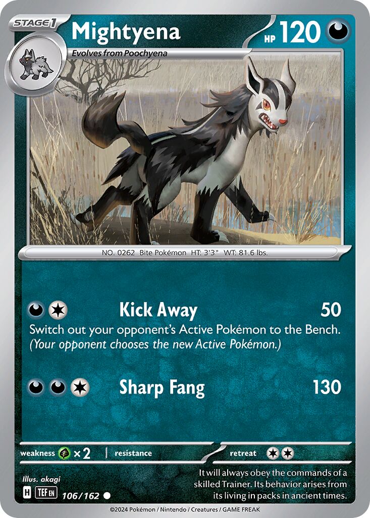 Mightyena 106/162 — Temporal Forces (English Pokémon TCG card)