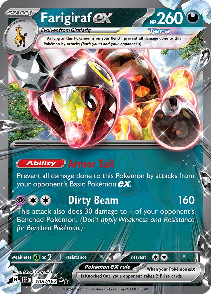Farigiraf ex 108/162 — Temporal Forces (English Pokémon TCG card)