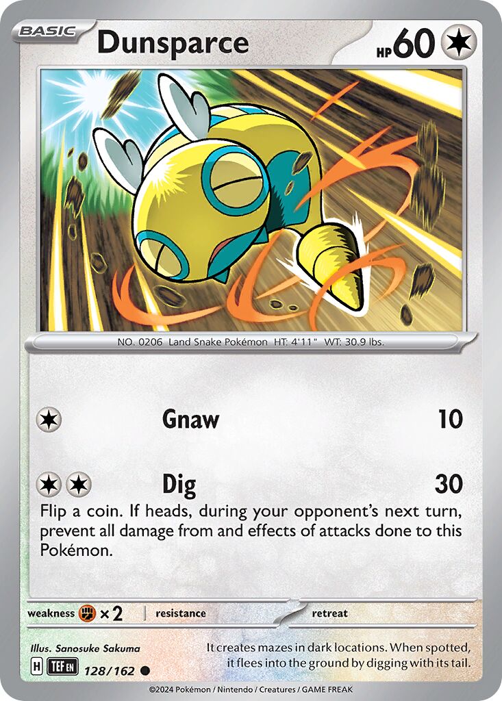 Dunsparce 128/162 — Temporal Forces (English Pokémon TCG card)