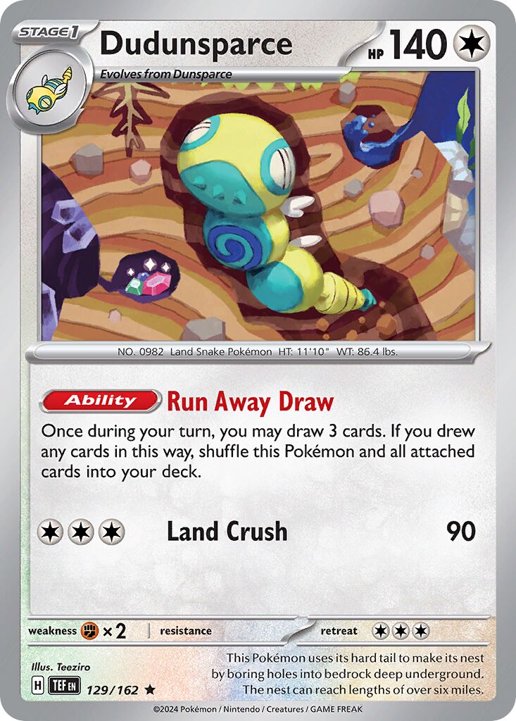 Dudunsparce 129/162 — Temporal Forces (English Pokémon TCG card)