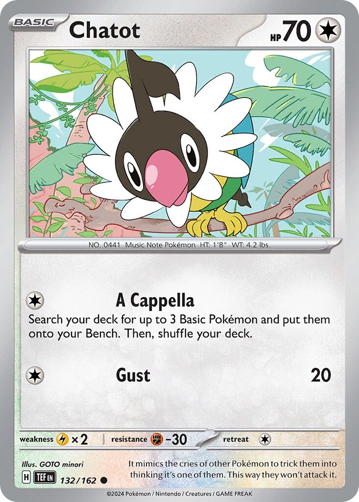Chatot 132/162 — Temporal Forces (English Pokémon TCG card)