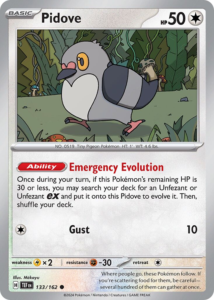 Pidove 133/162 — Temporal Forces (English Pokémon TCG card)