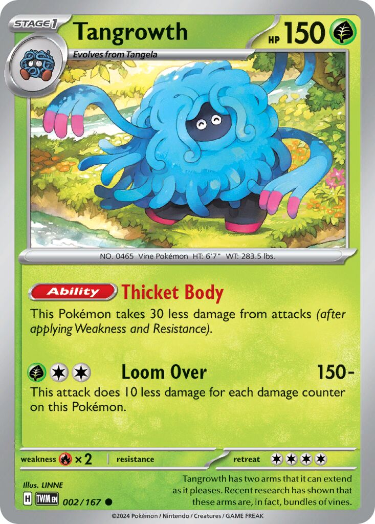 Tangrowth 002/167 — Twilight Masquerade (English Pokémon TCG card)