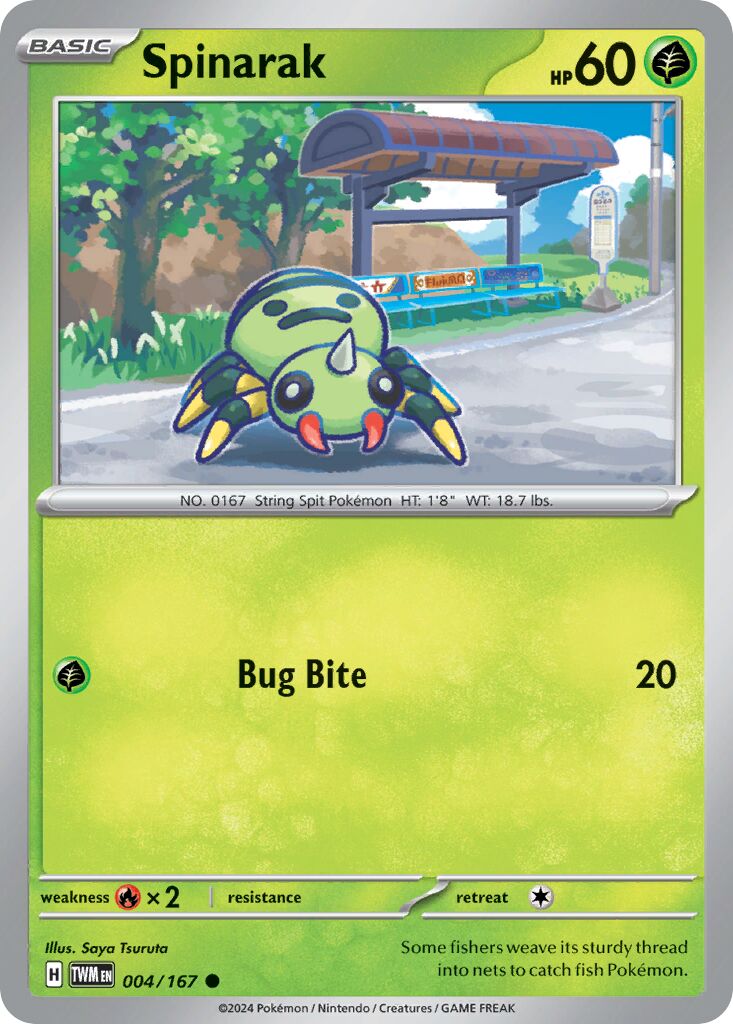 Spinarak 004/167 — Twilight Masquerade (English Pokémon TCG card)