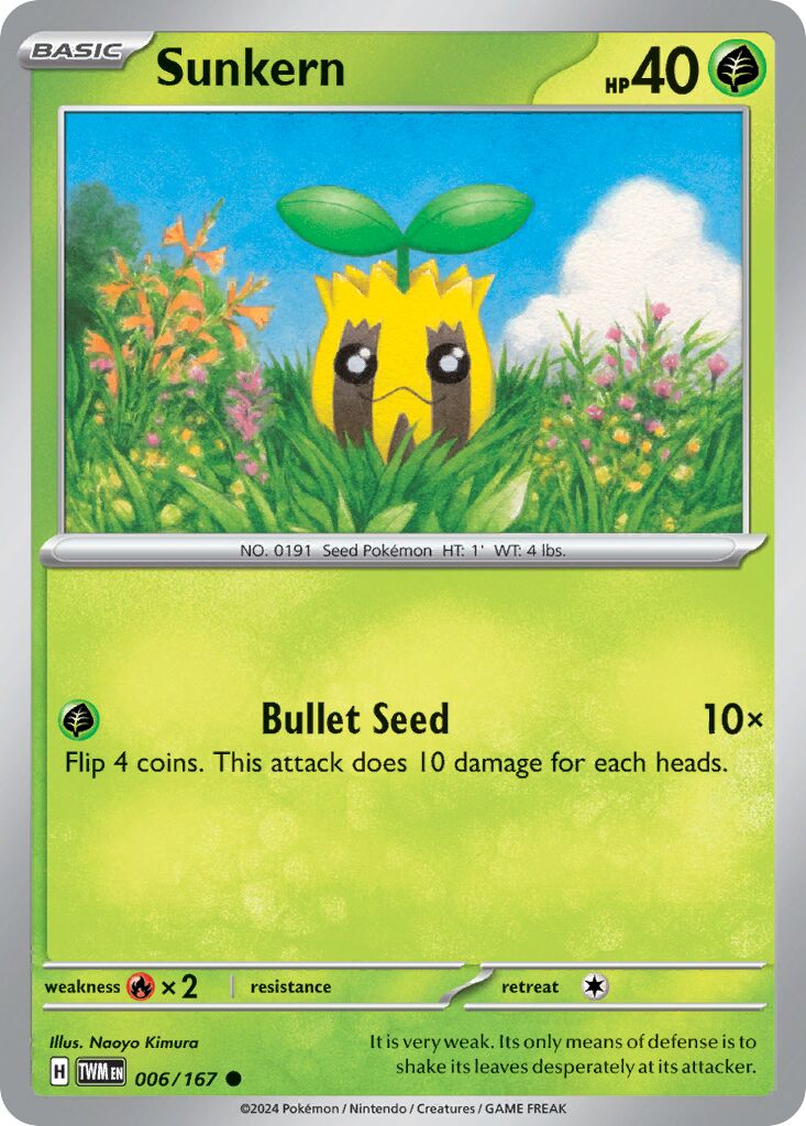 Sunkern 006/167 — Twilight Masquerade (English Pokémon TCG card)