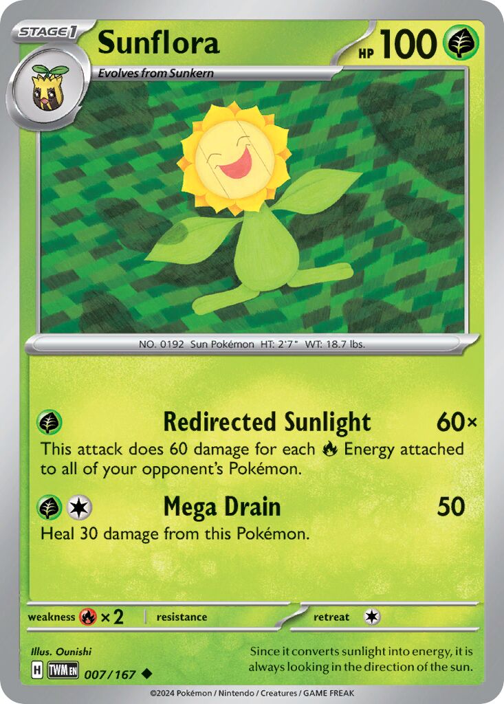 Sunflora 007/167 — Twilight Masquerade (English Pokémon TCG card)