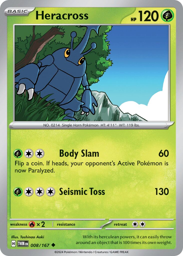 Heracross 008/167 — Twilight Masquerade (English Pokémon TCG card)
