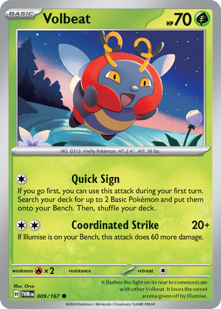 Volbeat 009/167 — Twilight Masquerade (English Pokémon TCG card)
