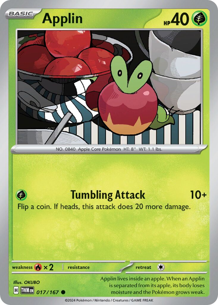 Applin 017/167 — Twilight Masquerade (English Pokémon TCG card)