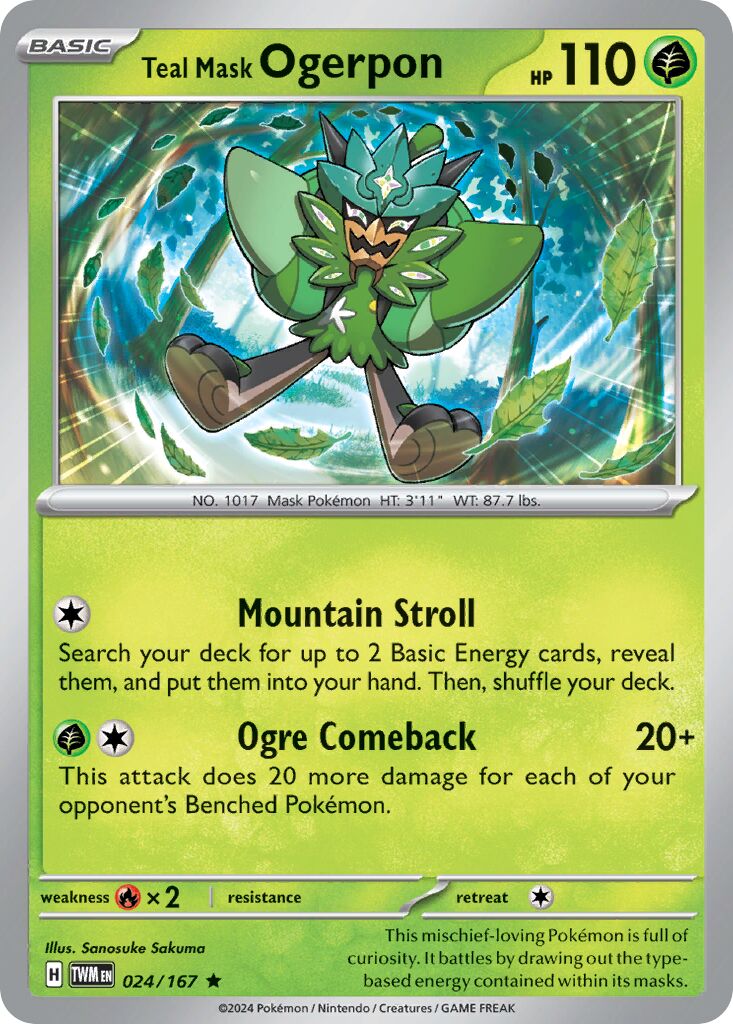 Teal Mask Ogerpon 024/167 — Twilight Masquerade (English Pokémon TCG card)