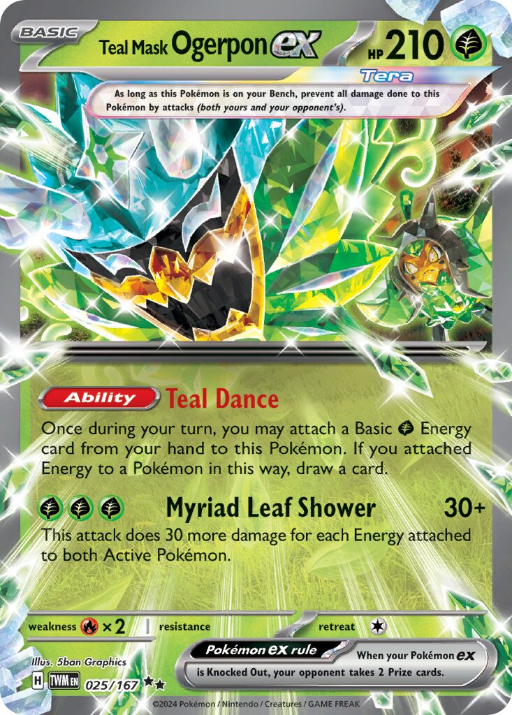 Teal Mask Ogerpon ex 025/167 — Twilight Masquerade (English Pokémon TCG card)
