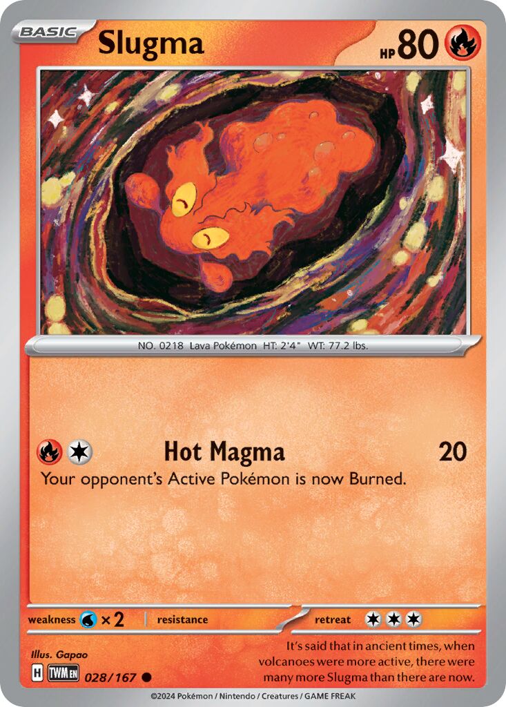 Slugma 028/167 — Twilight Masquerade (English Pokémon TCG card)