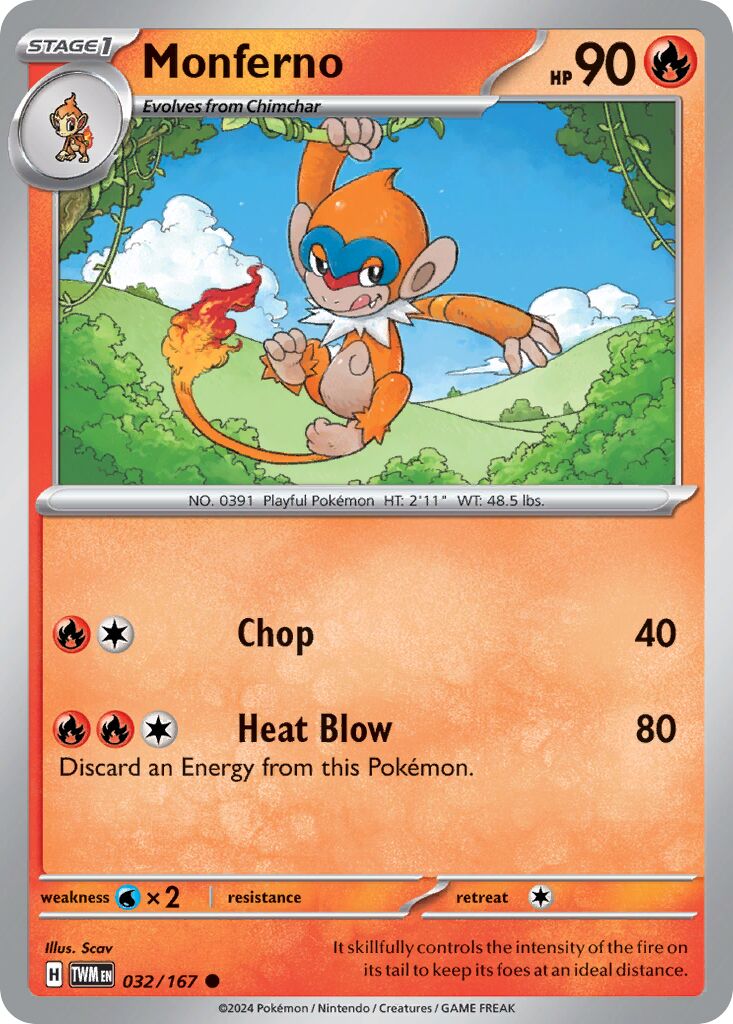 Monferno 032/167 — Twilight Masquerade (English Pokémon TCG card)