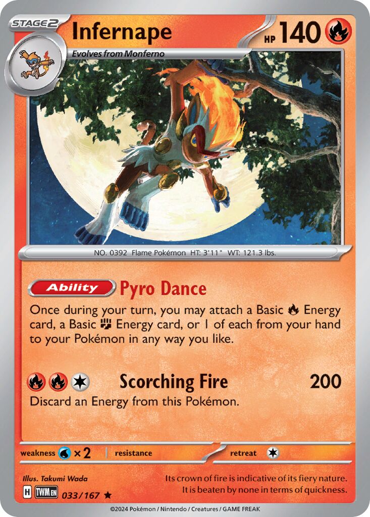 Infernape 033/167 — Twilight Masquerade (English Pokémon TCG card)
