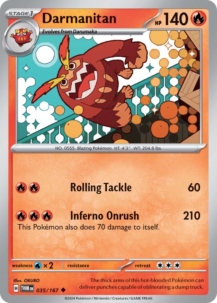Darmanitan 035/167 — Twilight Masquerade (English Pokémon TCG card)