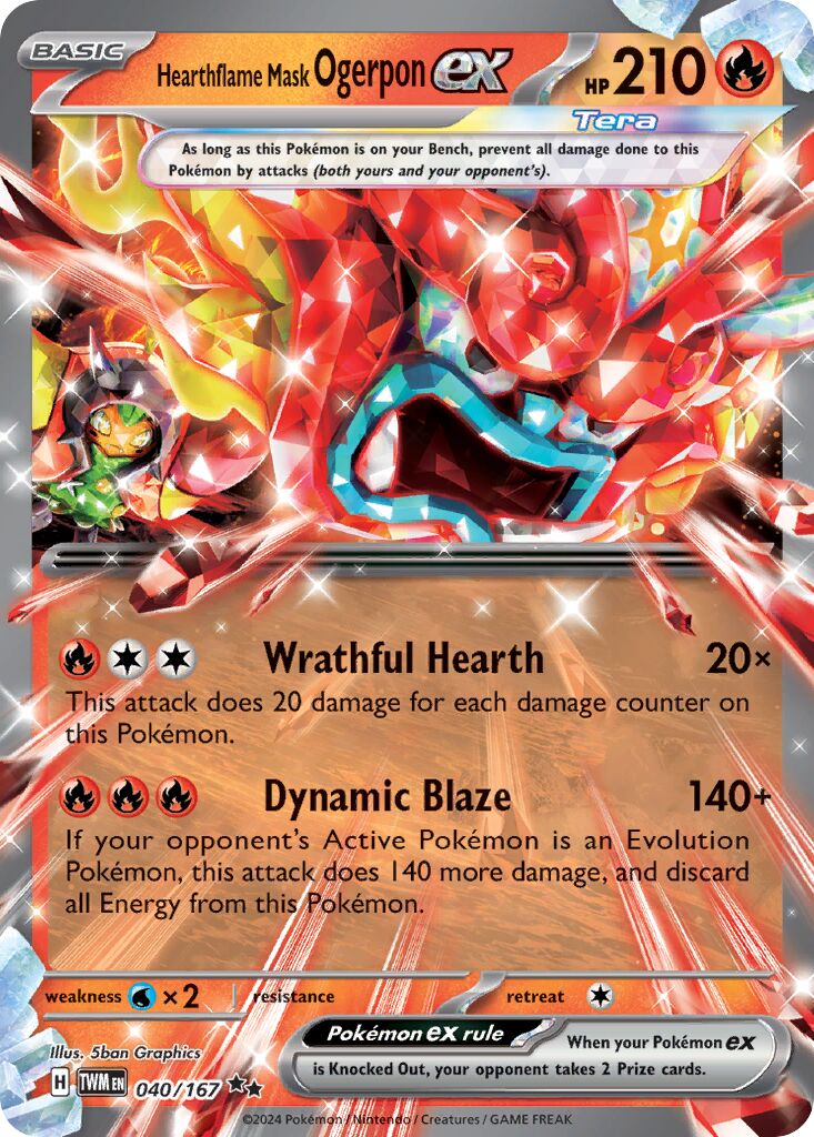 Hearthflame Mask Ogerpon ex 040/167 — Twilight Masquerade (English Pokémon TCG card)