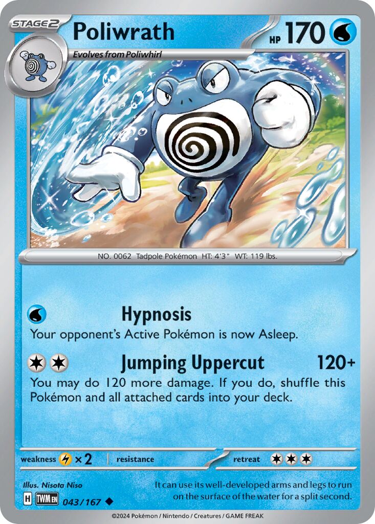 Poliwrath 043/167 — Twilight Masquerade (English Pokémon TCG card)