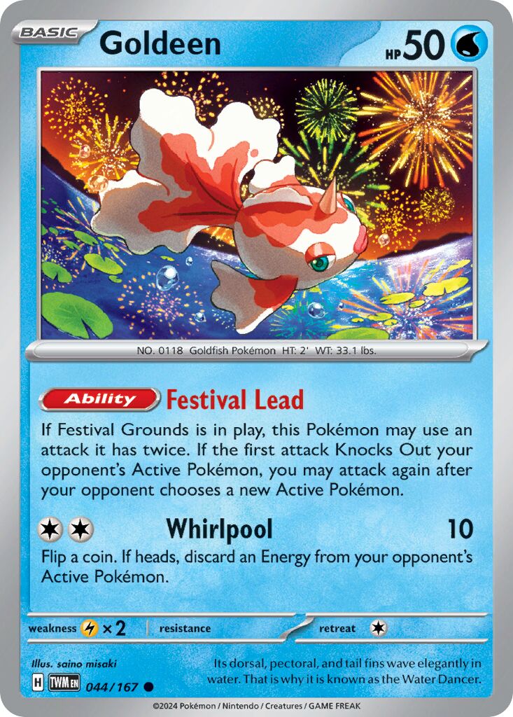 Goldeen 044/167 — Twilight Masquerade (English Pokémon TCG card)