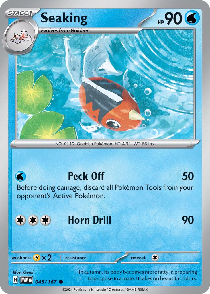 Seaking 045/167 — Twilight Masquerade (English Pokémon TCG card)