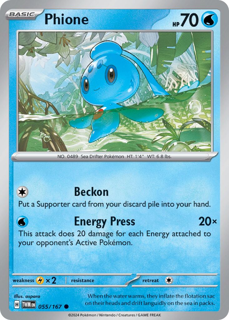 Phione 055/167 — Twilight Masquerade (English Pokémon TCG card)