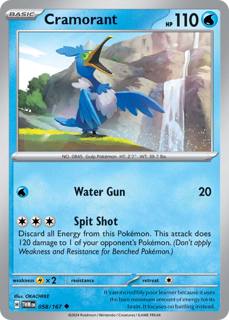 Cramorant 058/167 — Twilight Masquerade (English Pokémon TCG card)