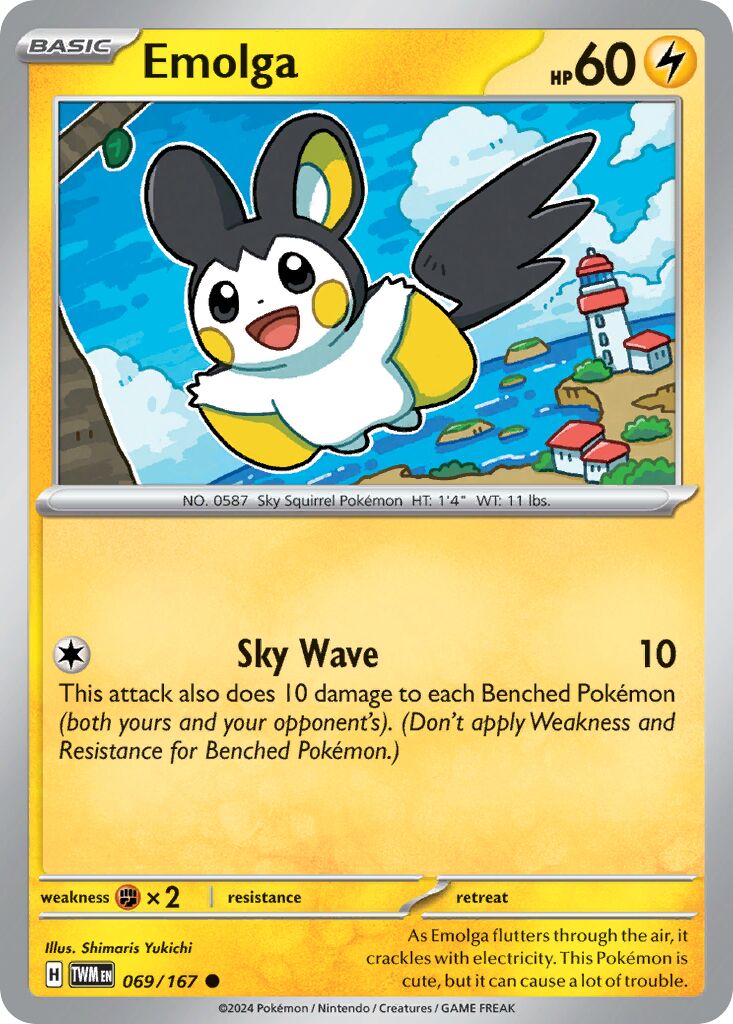 Emolga 069/167 — Twilight Masquerade (English Pokémon TCG card)