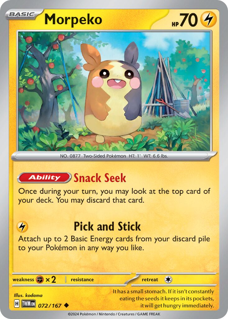 Morpeko 072/167 — Twilight Masquerade (English Pokémon TCG card)