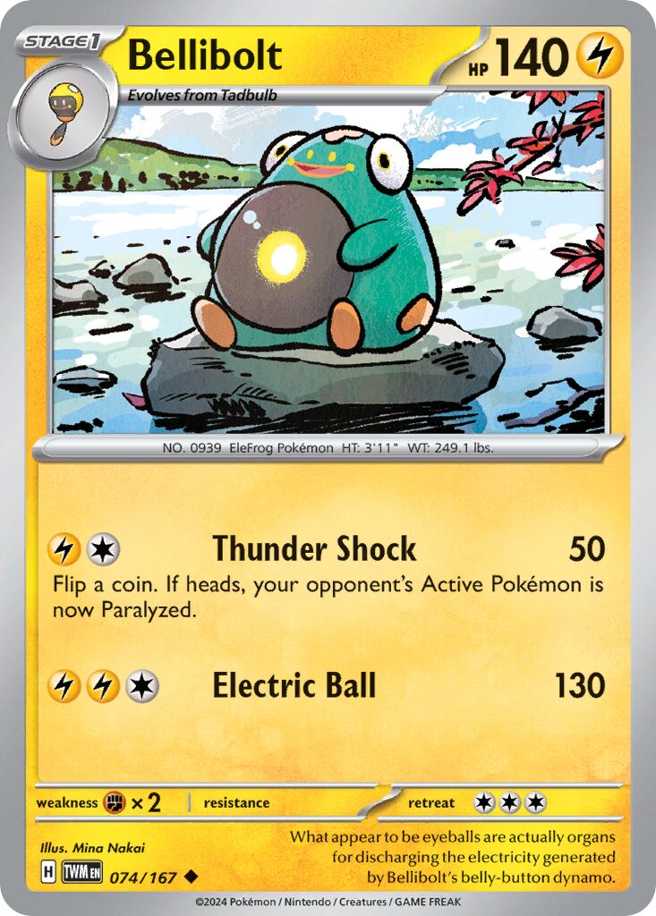 Bellibolt 074/167 — Twilight Masquerade (English Pokémon TCG card)