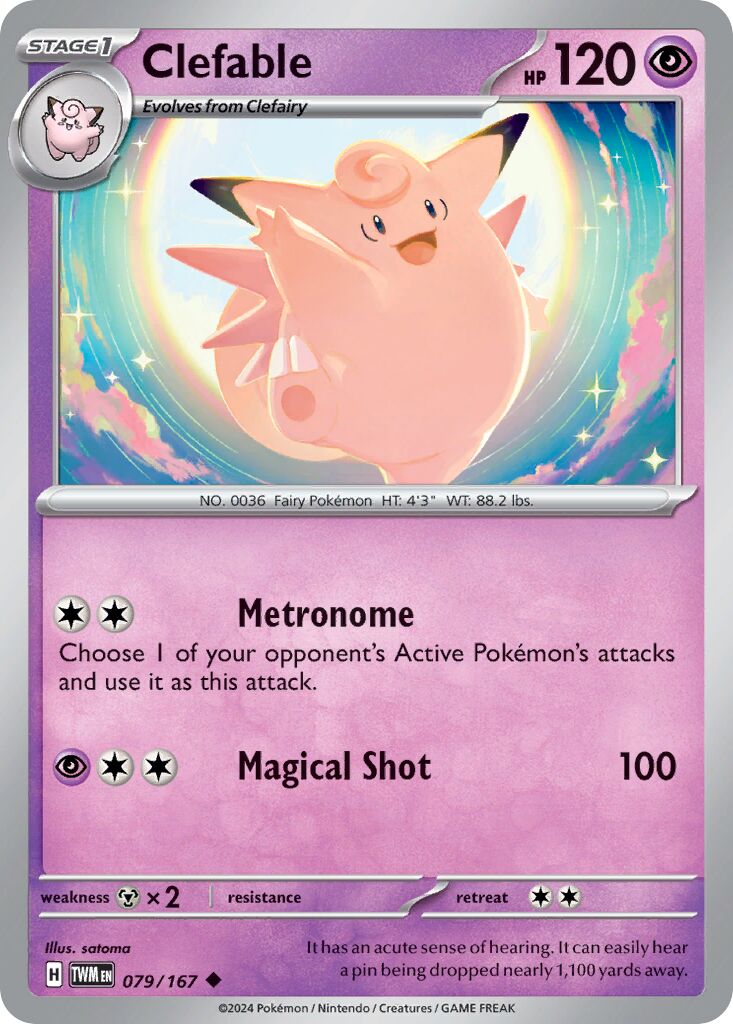 Clefable 079/167 — Twilight Masquerade (English Pokémon TCG card)