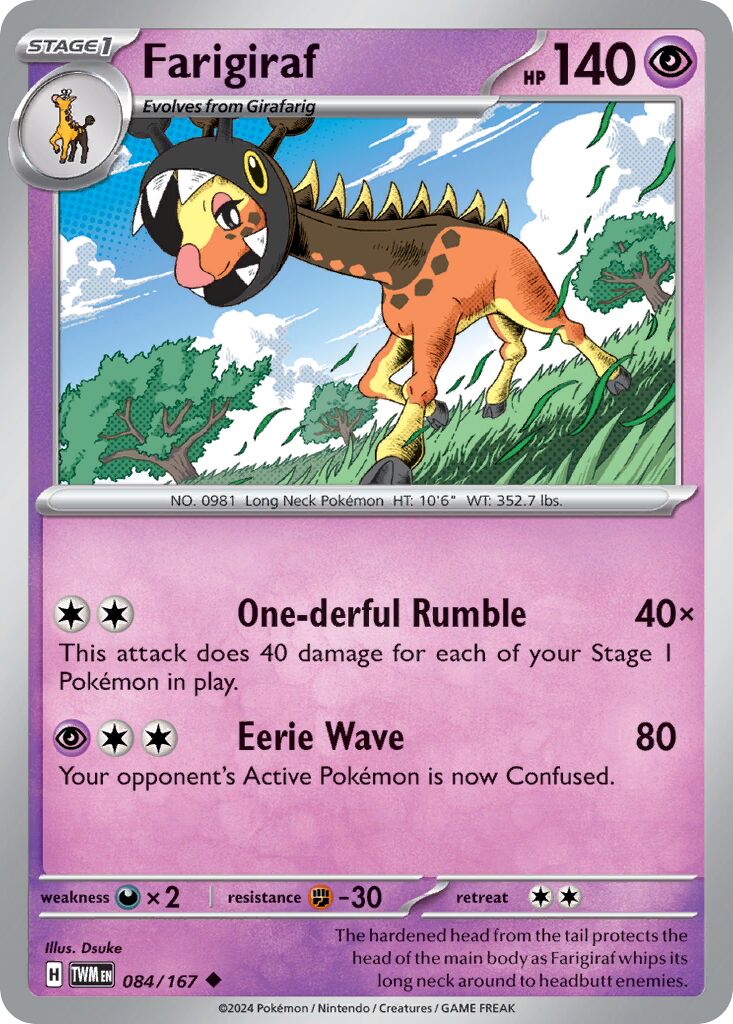 Farigiraf 084/167 — Twilight Masquerade (English Pokémon TCG card)