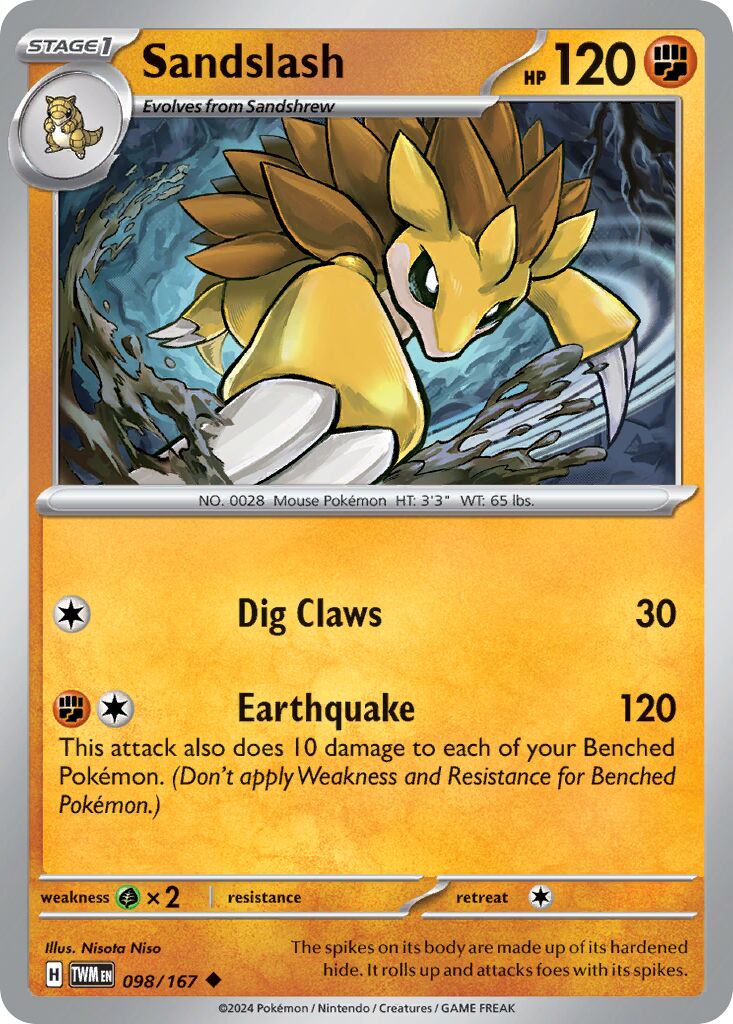 Sandslash 098/167 — Twilight Masquerade (English Pokémon TCG card)