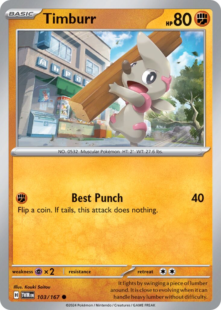 Timburr 103/167 — Twilight Masquerade (English Pokémon TCG card)
