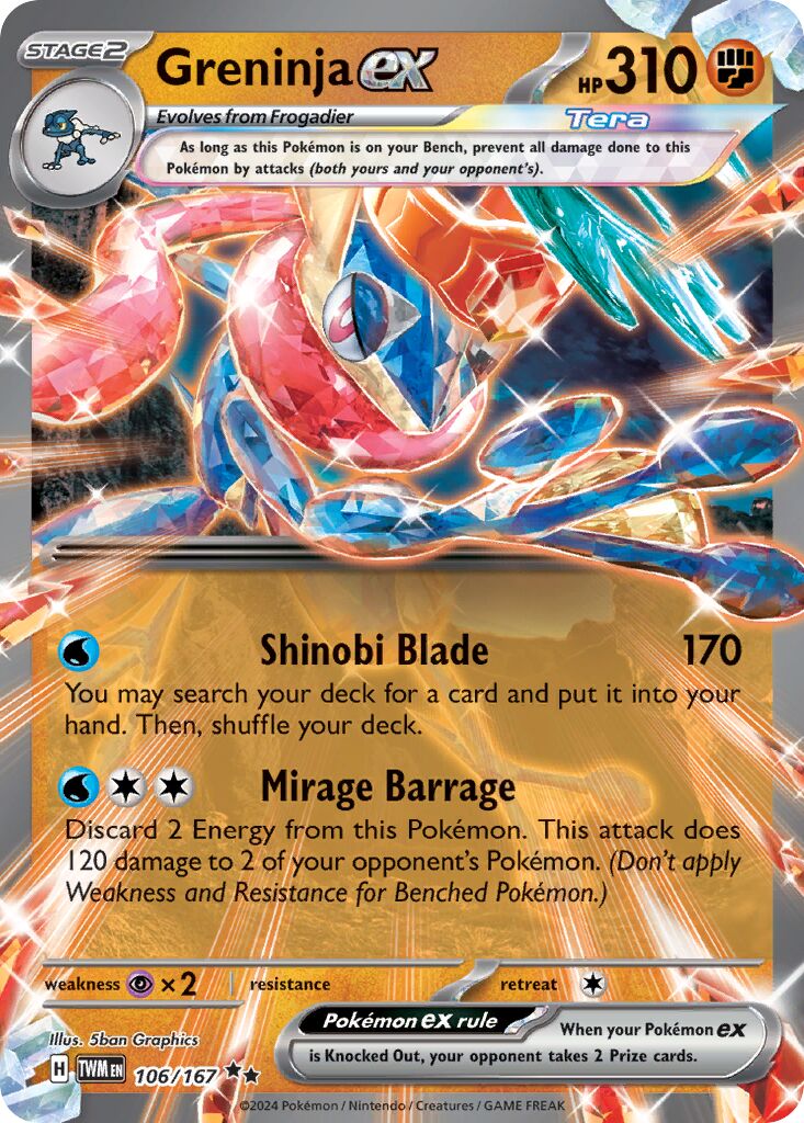 Greninja ex 106/167 — Twilight Masquerade (English Pokémon TCG card)