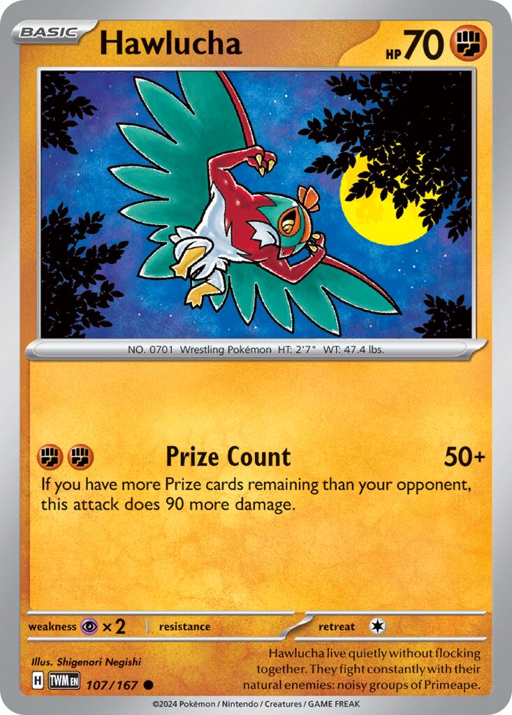 Hawlucha 107/167 — Twilight Masquerade (English Pokémon TCG card)