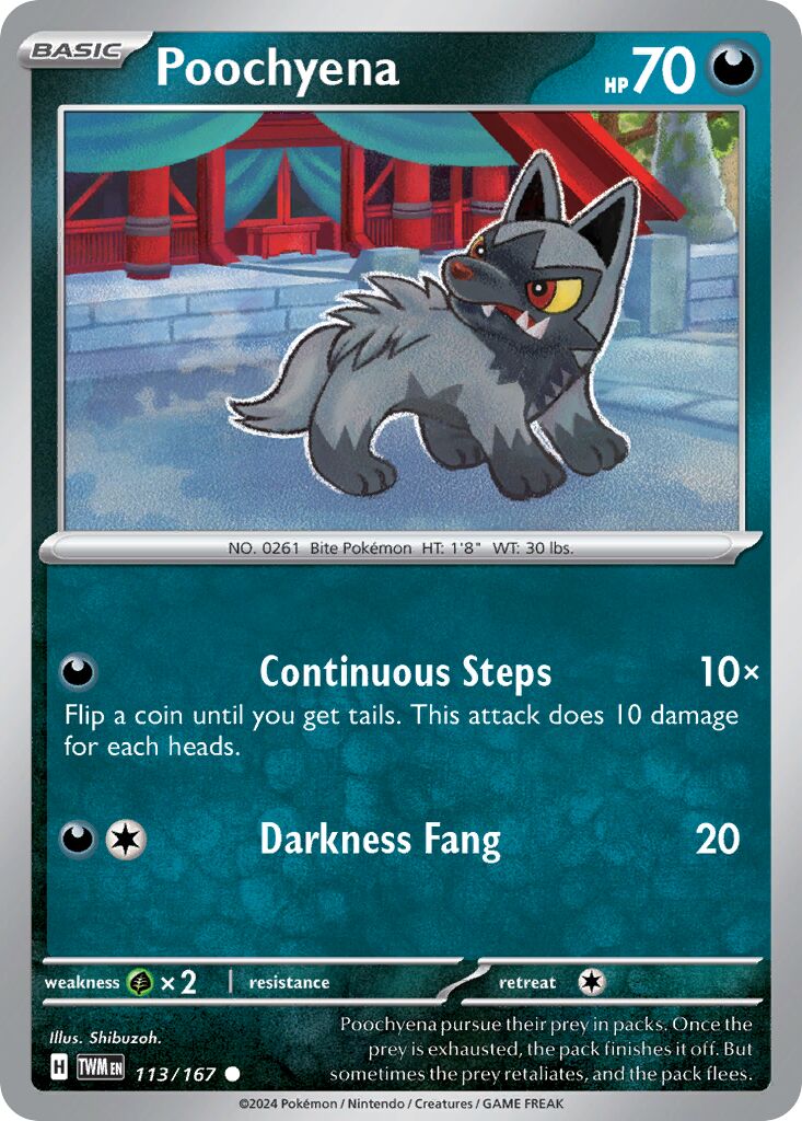 Poochyena 113/167 — Twilight Masquerade (English Pokémon TCG card)