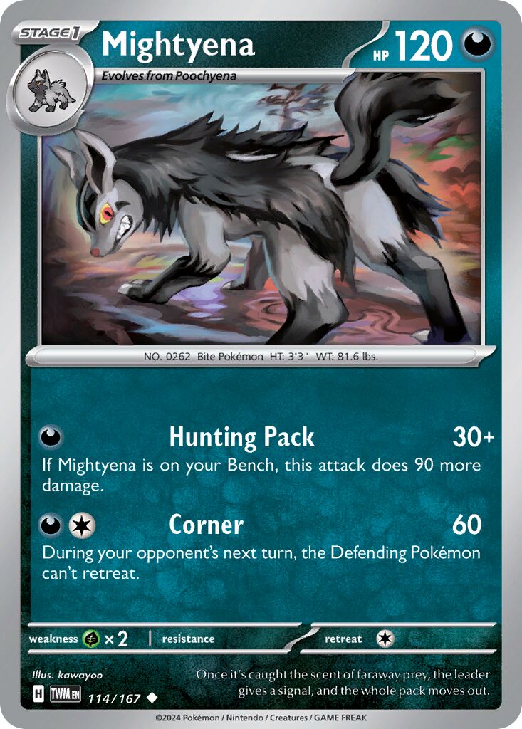 Mightyena 114/167 — Twilight Masquerade (English Pokémon TCG card)