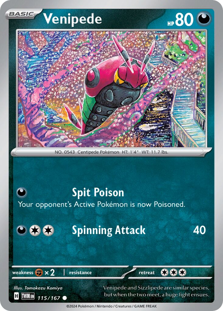 Venipede 115/167 — Twilight Masquerade (English Pokémon TCG card)