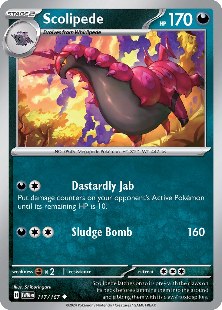 Scolipede 117/167 — Twilight Masquerade (English Pokémon TCG card)