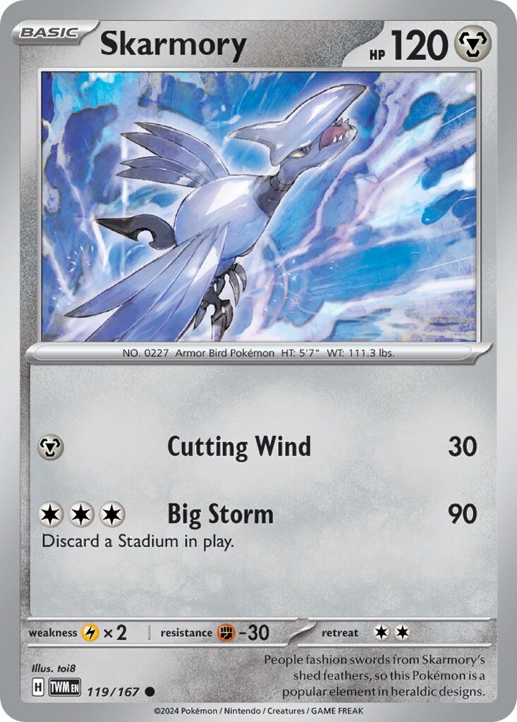 Skarmory 119/167 — Twilight Masquerade (English Pokémon TCG card)