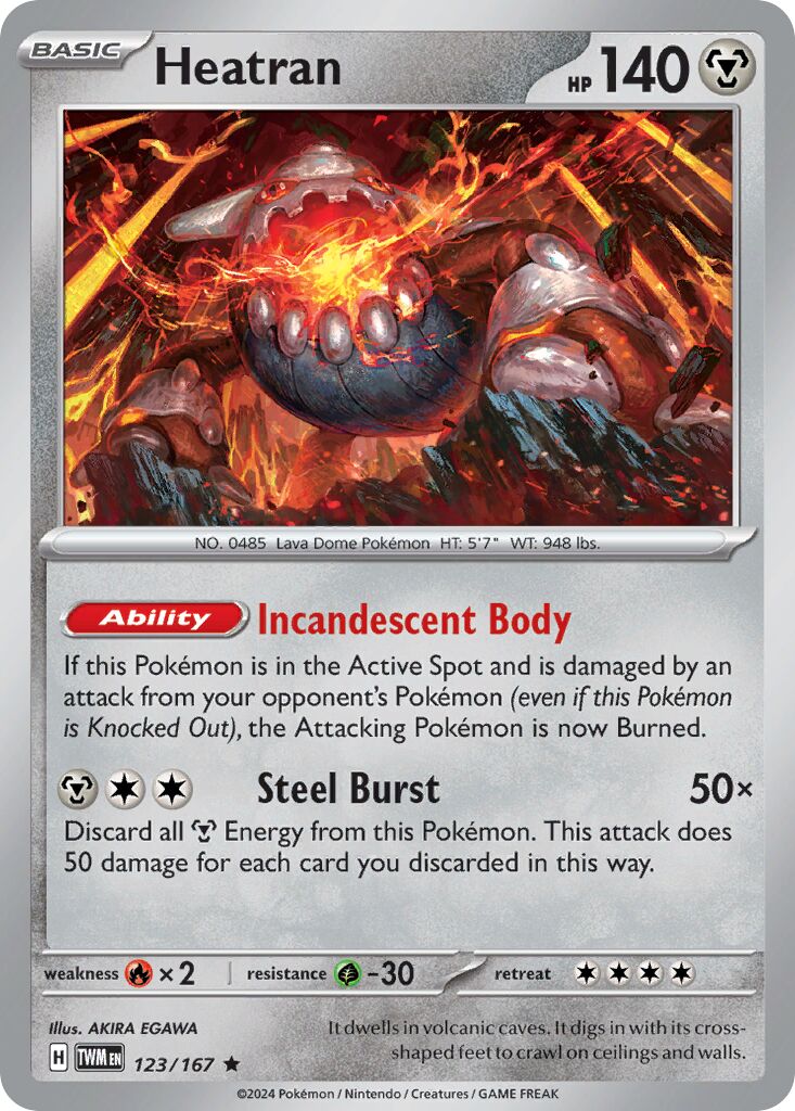 Heatran 123/167 — Twilight Masquerade (English Pokémon TCG card)