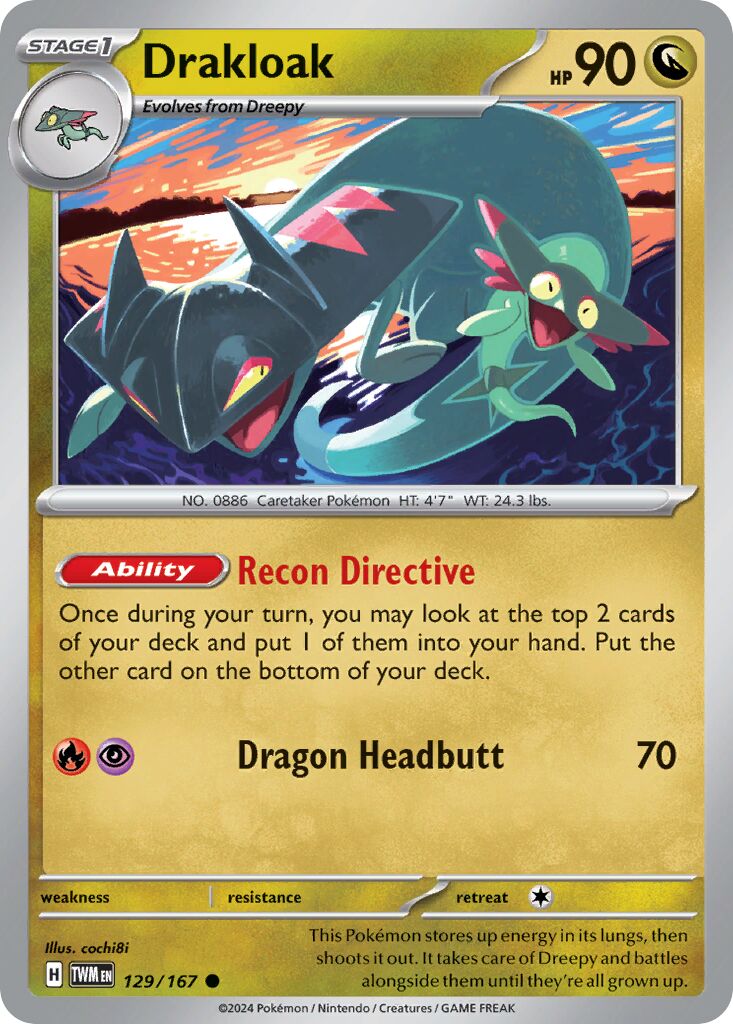 Drakloak 129/167 — Twilight Masquerade (English Pokémon TCG card)