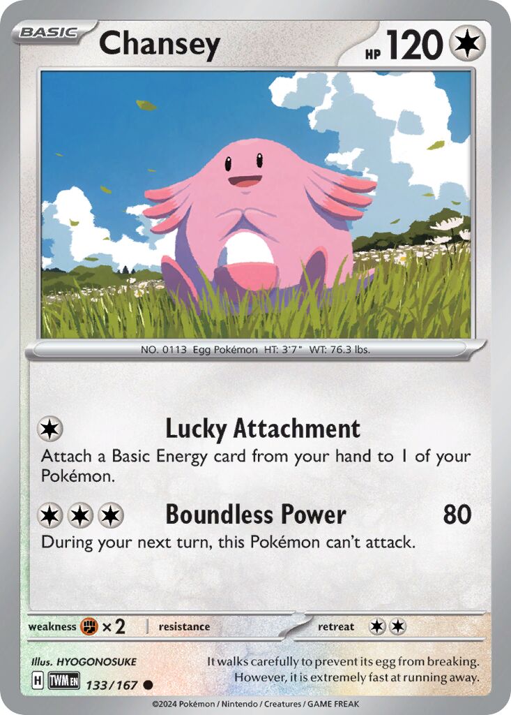 Chansey 133/167 — Twilight Masquerade (English Pokémon TCG card)