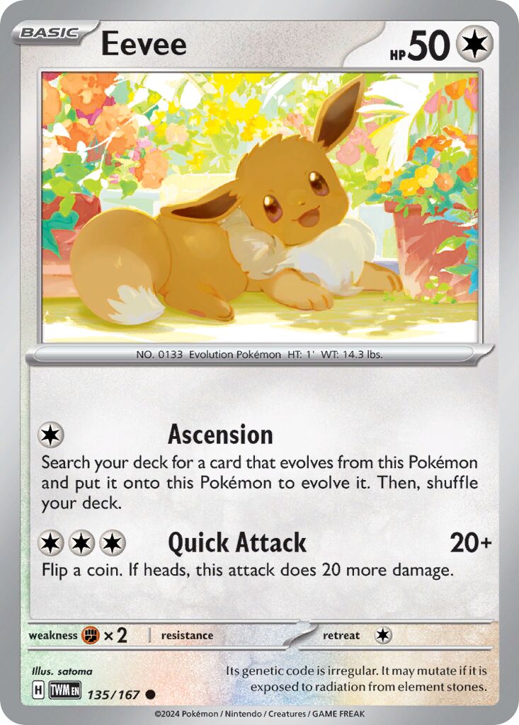 Eevee 135/167 — Twilight Masquerade (English Pokémon TCG card)