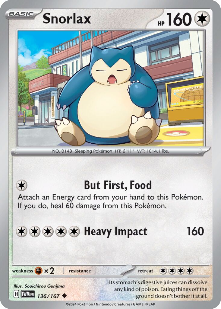Snorlax 136/167 — Twilight Masquerade (English Pokémon TCG card)