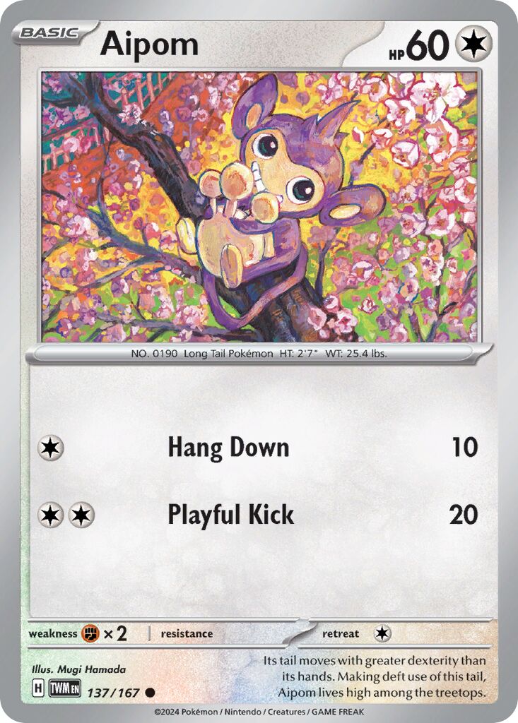 Aipom 137/167 — Twilight Masquerade (English Pokémon TCG card)