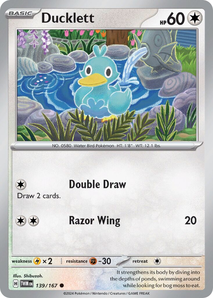 Ducklett 139/167 — Twilight Masquerade (English Pokémon TCG card)
