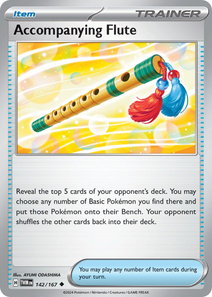 Accompanying Flute 142/167 — Twilight Masquerade (English Pokémon TCG card)