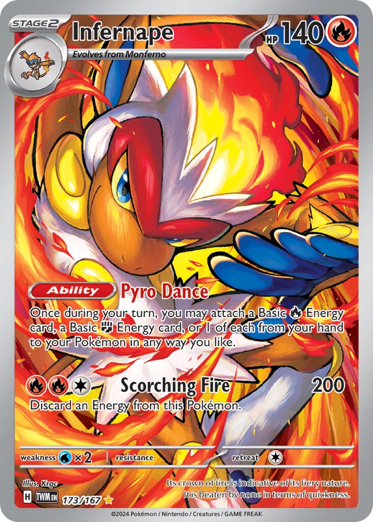 Infernape 173/167 — Twilight Masquerade (English Pokémon TCG card)