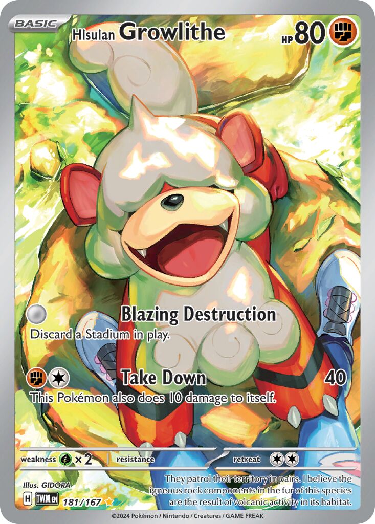 Hisuian Growlithe 181/167 — Twilight Masquerade (English Pokémon TCG card)