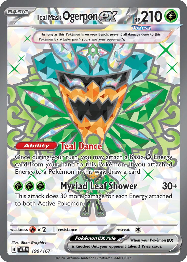 Teal Mask Ogerpon ex 190/167 — Twilight Masquerade (English Pokémon TCG card)